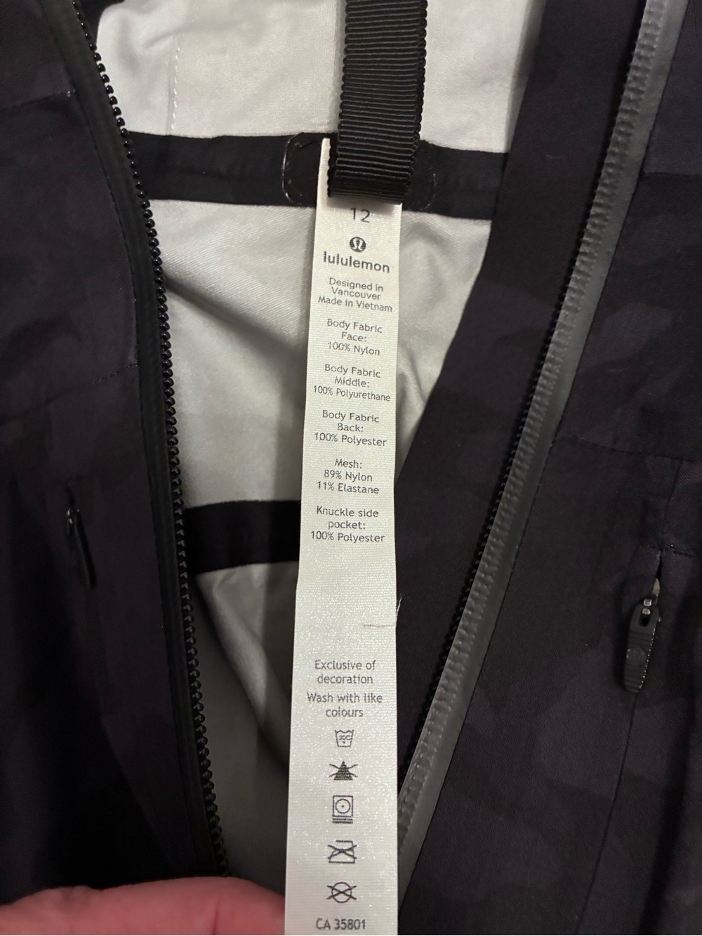 Lululemon Break a Trail Jacket Incognito Camo Multi Grey Size 12 - Picture 10 of 10